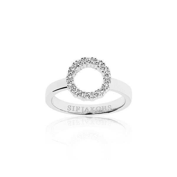 Sif Jakobs Biella Piccolo ring i rhodineret sølv med klare zirkoner (11 mm)